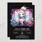 スウィートミニマリストフェアリー誕生日 招待状 (正面/裏面)