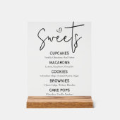 スウィートミニマルデザートメニューモダン白黒シック アクリルサイン (正面)