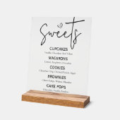 スウィートミニマルデザートメニューモダン白黒シック アクリルサイン (傾斜)