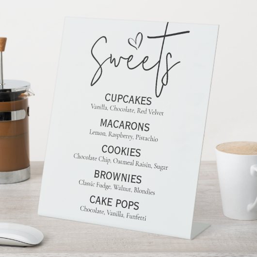 スウィートミニマルデザートメニューモダン白黒シック 台座サイン (インサイチュ)