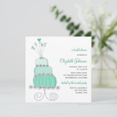 スウィートミント結婚ズケーキシックブライダルシャワー招待状 招待状 (スタンド正面)