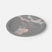 スウィートメイソンジャールピンクグレーベビーシャワー紙プレート ペーパープレート (アングル)