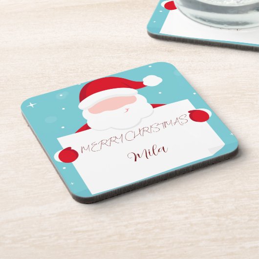 スウィートメリークリスマスサンタクローススクエア紙コーア コースター (左側)