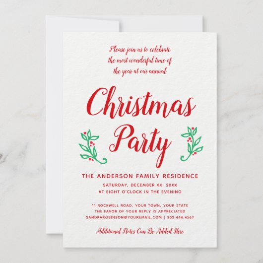 スウィートメリークリスマスパーティー写真テンプレート 招待状 (裏面)