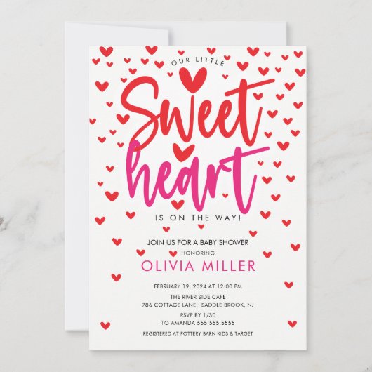 スウィートモダンアーベビーシャワー招待状 招待状 (正面)