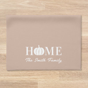 スウィートモダンホームホワイトパンプキンファミリーネーム秋 キッチンタオル