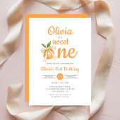 スウィートモダンワンオレンジシトラスガール1st誕生日 招待状