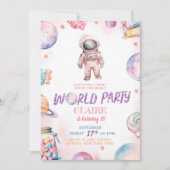 スウィートモダン銀河系アウトオブザワールド誕生日 招待状 (正面)