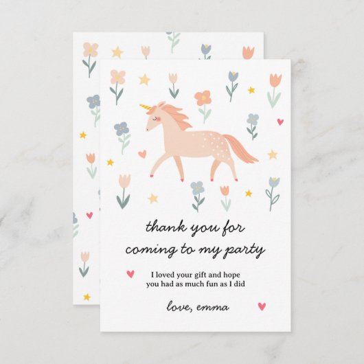 スウィートユニコーンフラワーフラット サンキューカード (正面/裏面)