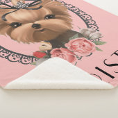 スウィートヨークシャーテリアパピーピンクガーリーフローラ シェルパブランケット (3/4)