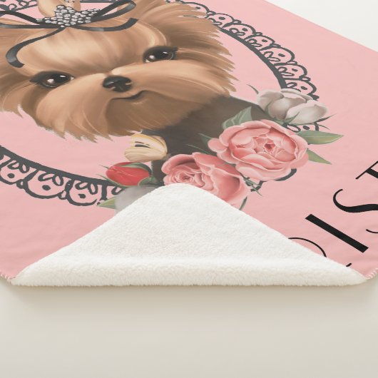 スウィートヨークシャーテリアパピーピンクガーリーフローラ シェルパブランケット (3/4)