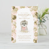 スウィートヨークシャーテリア2かわいいバラ金ゴールドバルーン誕生日 招待状 (スタンド正面)