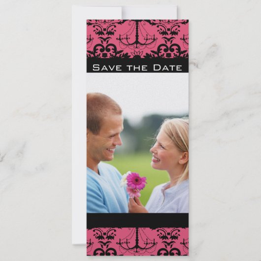 スウィートラズベリーとブラックシャンデリア日付を保存 招待状 (正面)