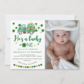 スウィートラッキー ワン フォト バースデーパーティ 招待状 (正面)