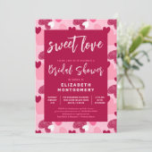スウィートラブハートパターンバレンタインブライダルシャワー 招待状 (スタンド正面)