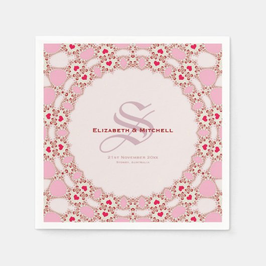 スウィートラブハートフラクタルレース名前をカスタムする スタンダードカクテルナプキン (正面)