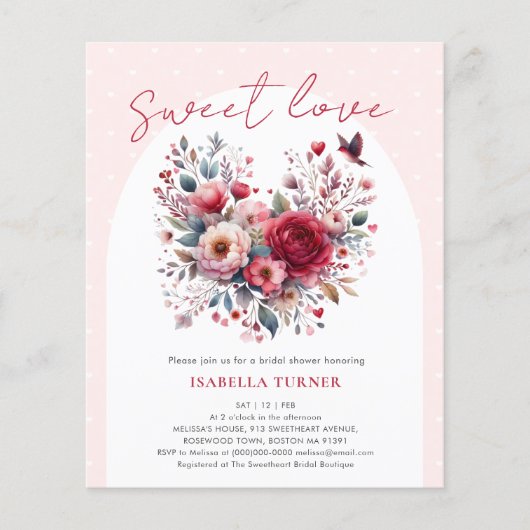 スウィートラブブライダルシャワー予算招待状 (正面)