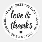 スウィートラブ&感謝していシンプルホワイトスクリプト ラウンドシール (正面)