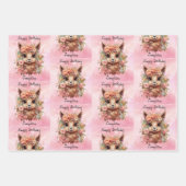 スウィートラマ誕生日ガール追加の名前アルパカ3かわいい ラッピングペーパーシート (正面3)