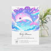 スウィートラ威厳のあるイルカベビーシャワー 招待状 (スタンド正面)