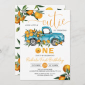 スウィートリトルかわいこちゃんオレンジシトラスファースト誕生日 招待状 (正面/裏面)