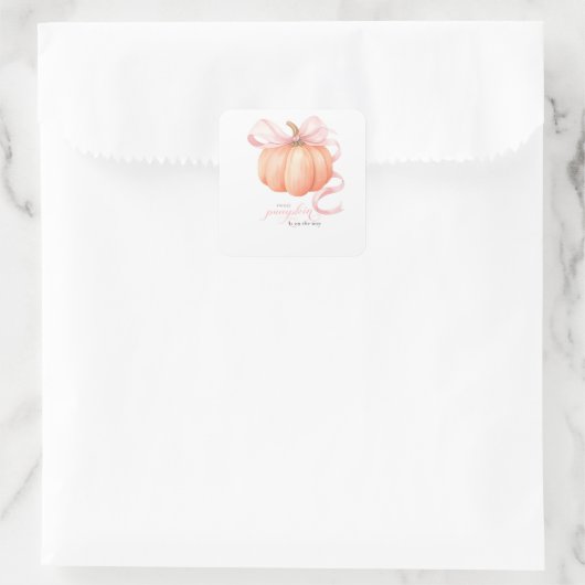 スウィートリトルカボチャのピンクの弓が途中にある スクエアシール (バッグ)