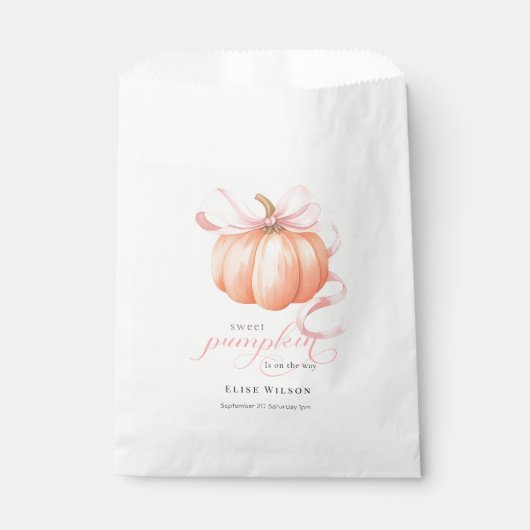 スウィートリトルカボチャのピンクの弓が途中にある フェイバーバッグ (正面)