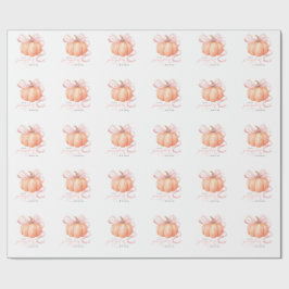 スウィートリトルカボチャのピンクの弓が途中にある ラッピングペーパー