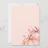 スウィートリトルカボチャのピンクの弓が途中にある 招待状 (裏面)