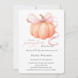 スウィートリトルカボチャのピンクの弓が途中にある 招待状