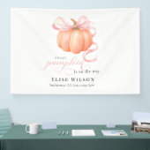 スウィートリトルカボチャのピンクの弓が途中にある 横断幕 (トレードショー)