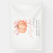 スウィートリトルカボチャのピンクの弓が途中にある 横断幕 (縦)