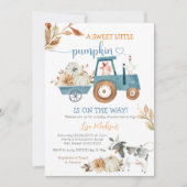 スウィートリトルカボチャ秋ファームアニマルベビーシャワー 招待状 (正面)