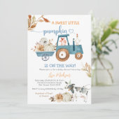 スウィートリトルカボチャ秋ファームアニマルベビーシャワー 招待状 (スタンド正面)