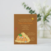 スウィートリトルカボチャ秋ベビーシャワー招待状 インビテーションポストカード (スタンド正面)