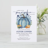 スウィートリトルカボチャ秋秋の男の子ベビーシャワー 招待状 (スタンド正面)