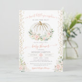 スウィートリトルカボチャ、ピンク秋秋の赤ちゃんシャワー 招待状 (スタンド正面)