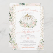 スウィートリトルカボチャ、ピンク秋秋の赤ちゃんシャワー 招待状 (正面/裏面)