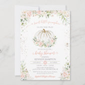 スウィートリトルカボチャ、ピンク秋秋の赤ちゃんシャワー 招待状 (正面)