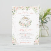 スウィートリトルカボチャ、ピンク秋秋の赤ちゃんシャワー 招待状 (スタンド正面)