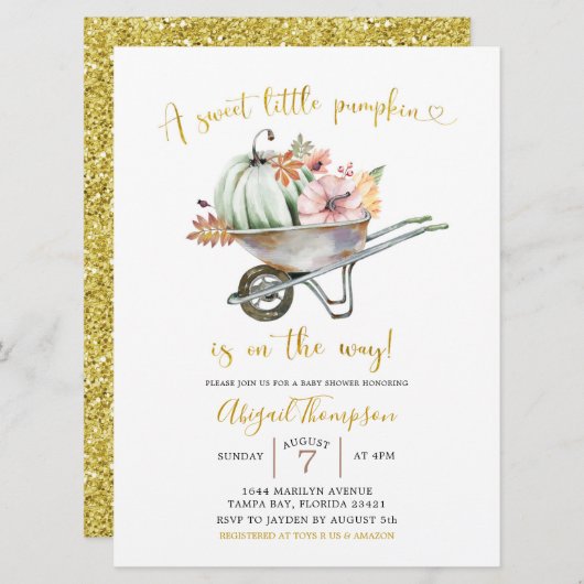 スウィートリトルカンプキンベビーシャワー招待状 招待状 (正面/裏面)
