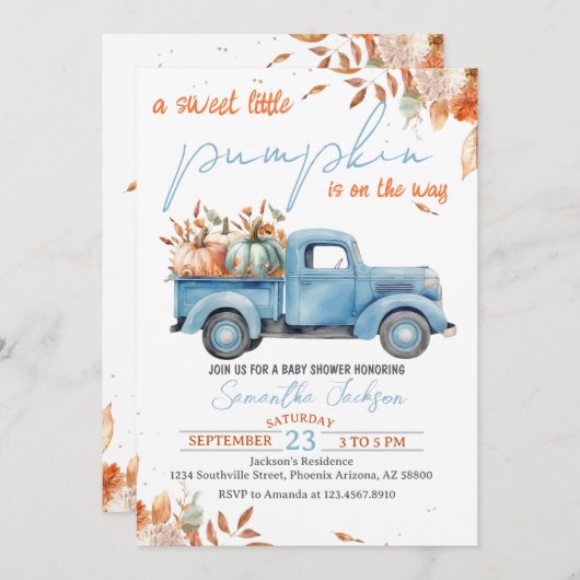 スウィートリトルカンプキンベビーシャワー招待状 招待状 (正面/裏面)
