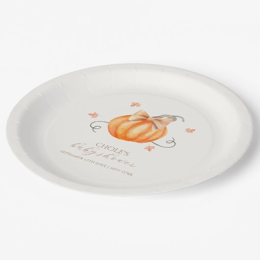 スウィートリトルカンプキンボウ秋ベビーシャワー ペーパープレート (アングル)