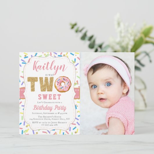 スウィートリトルドーナツガールズセカンドバースデー招待状 招待状 (スタンド正面)