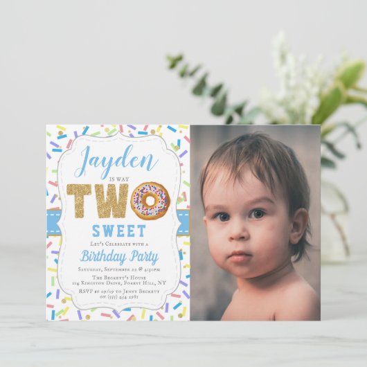 スウィートリトルドーナツボーイズ2nd誕生日招待状 招待状 (スタンド正面)