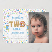 スウィートリトルドーナツボーイズ2nd誕生日招待状 招待状 (正面/裏面)