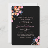 スウィートリトルハニーオンザウェイ|ブラックフローラルビー 招待状 (正面)