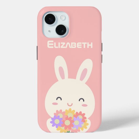 スウィートリトルバニー&フラワーズピンク Case-Mate iPhoneケース (裏面)