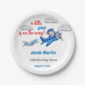 スウィートリトルパイロットクラウドスカイテーマベビーシャワー ペーパープレート (正面)