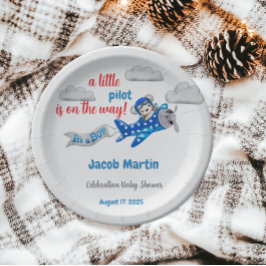 スウィートリトルパイロットクラウドスカイテーマベビーシャワー ペーパープレート